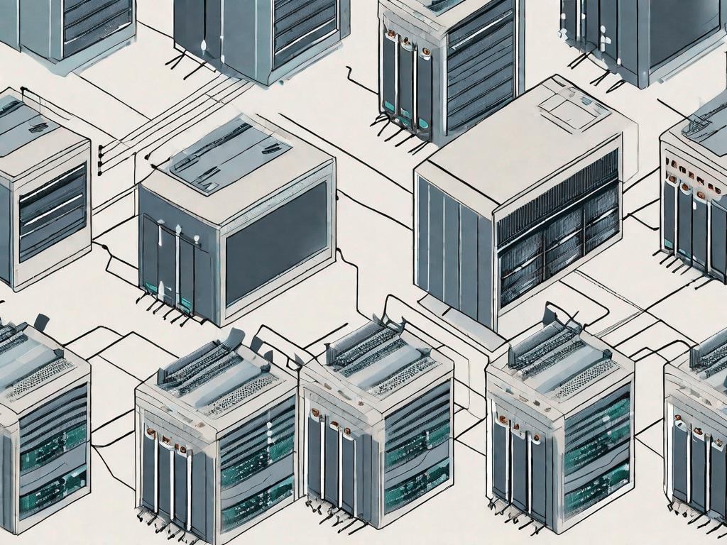 Several connected computer servers