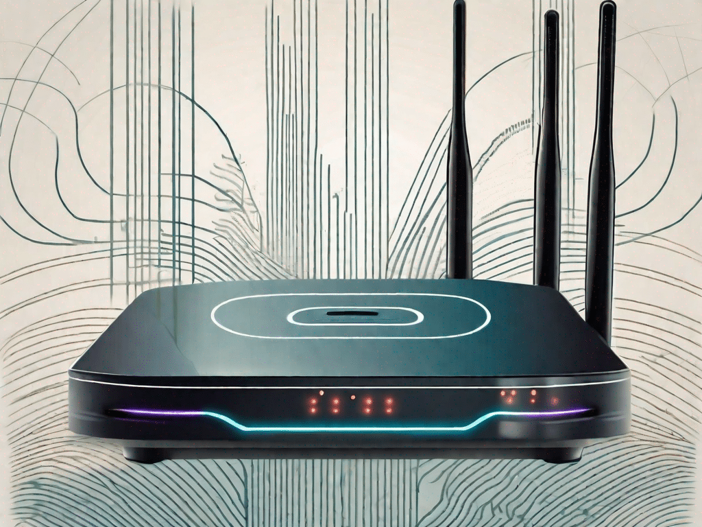 A wi-fi router with visible radio waves emanating from it