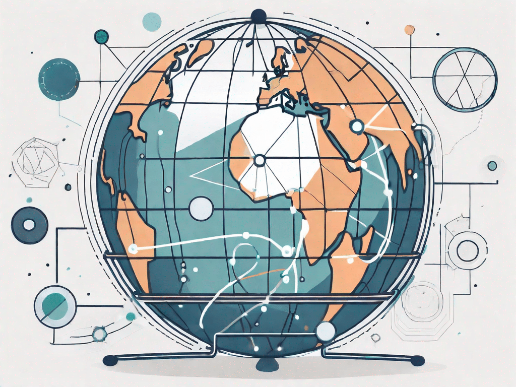 A globe connected with various dots