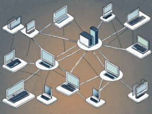 A network of interconnected computers with a central server