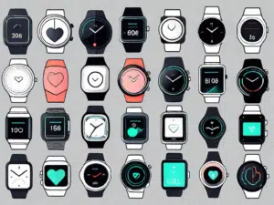 A variety of smartwatches showcasing different features like heart rate monitoring