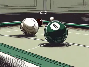 Two billiard balls colliding on a pool table