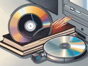 A cd and dvd being burned