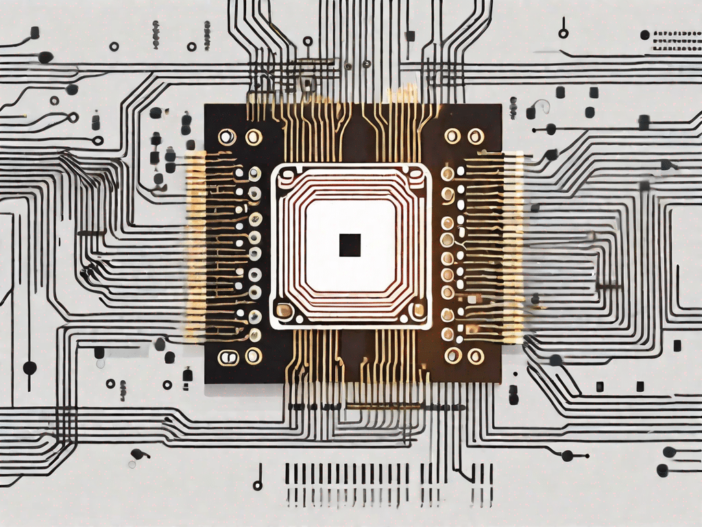 A computer chip with binary code flowing from one side