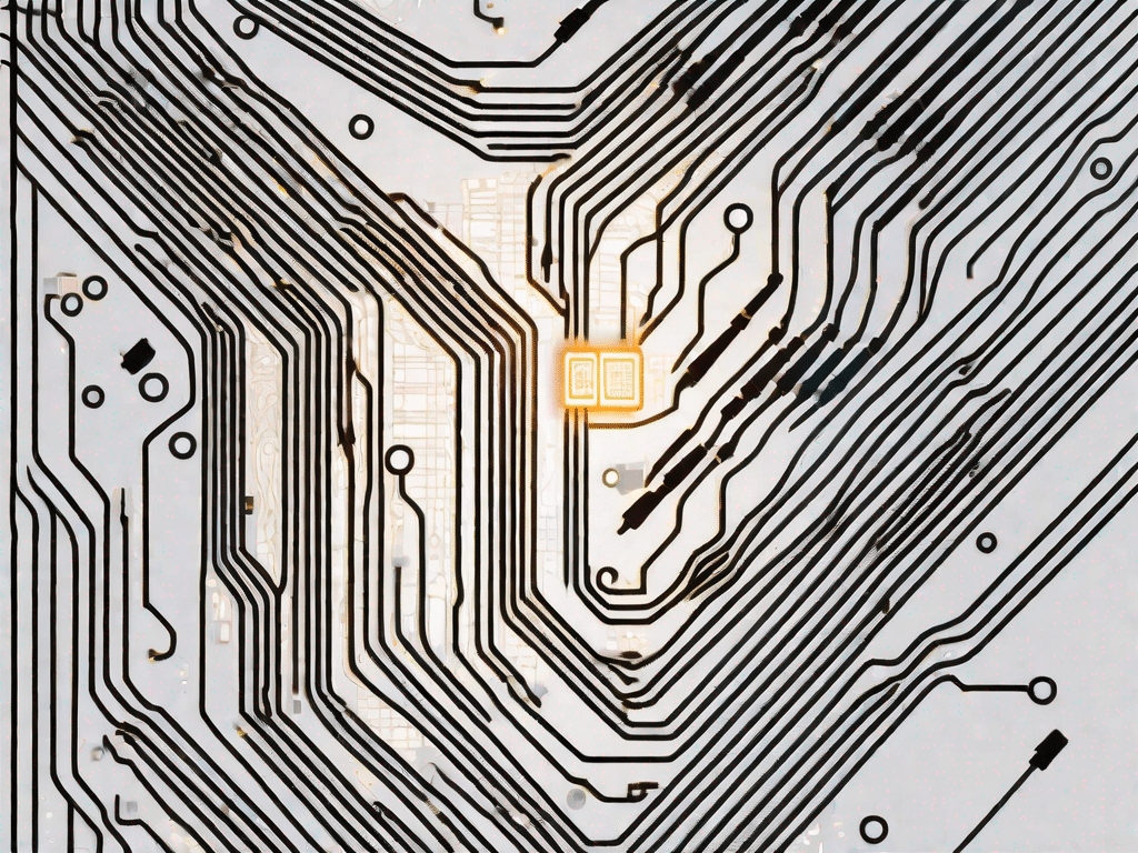 A computer motherboard with glowing lines indicating the flow of data