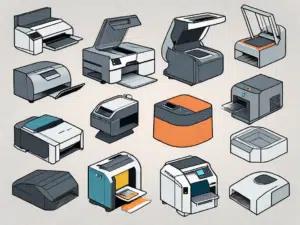 A variety of different types of printers (like inkjet