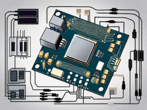 A microcontroller with various components like memory
