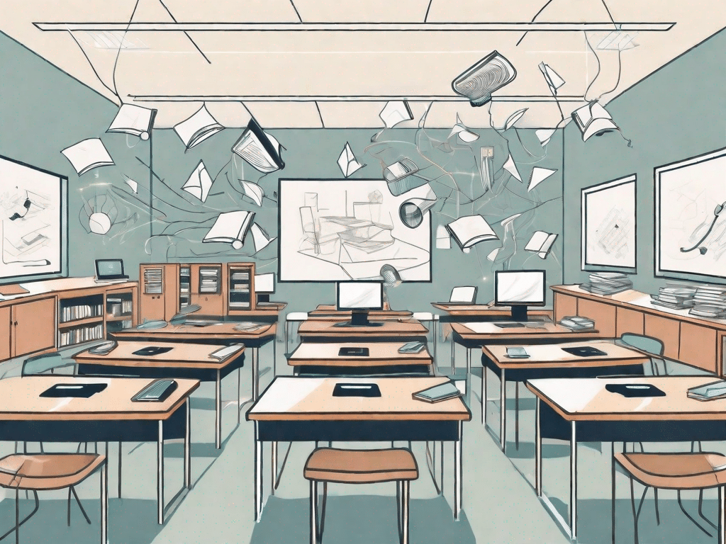 A classroom filled with desks