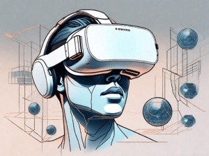 A head-mounted display (hmd) with visible internal components like lenses and sensors