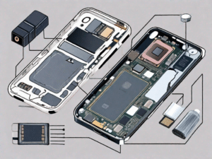 A modern smartphone with various internal components like battery