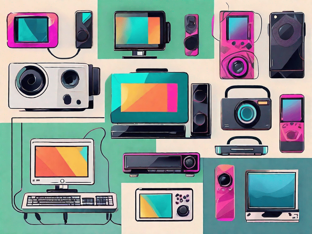Various hd technology devices like a flat-screen television