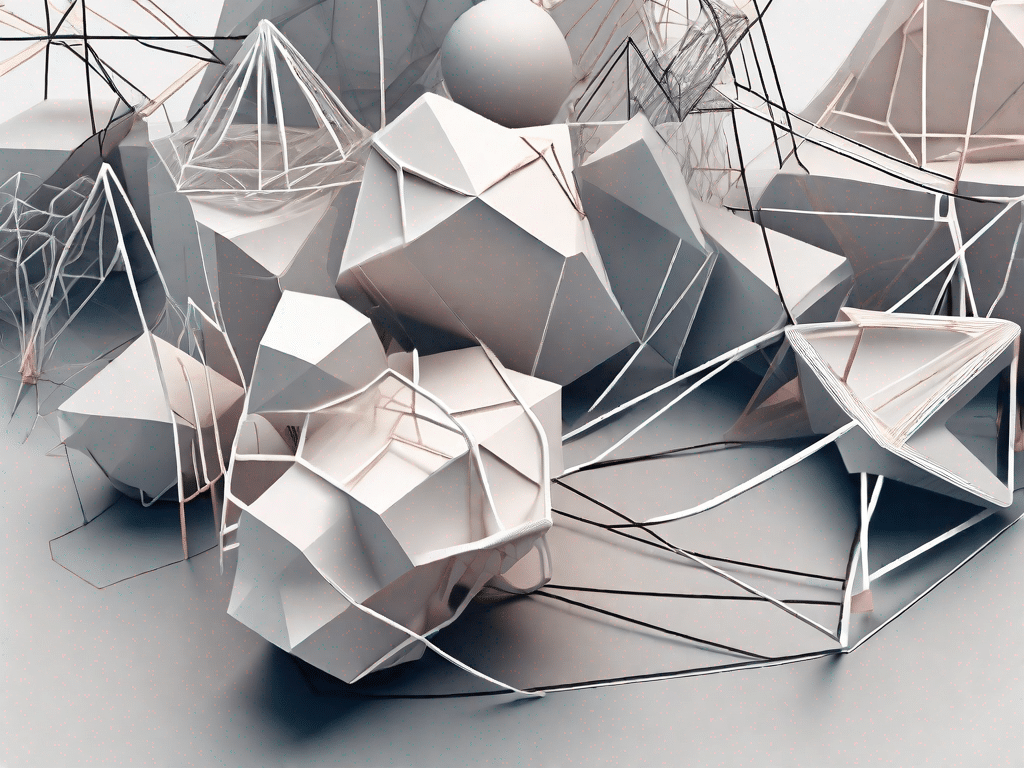 Various abstract 3d structures interconnected with each other