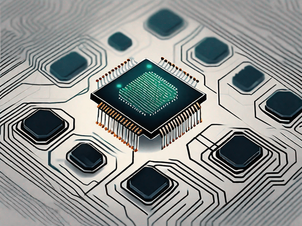 A computer chip with binary codes and a highlighted parity bit to symbolize the process of error detection in data transmission