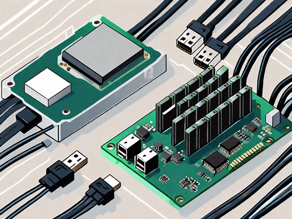 A computer motherboard highlighting the serial port