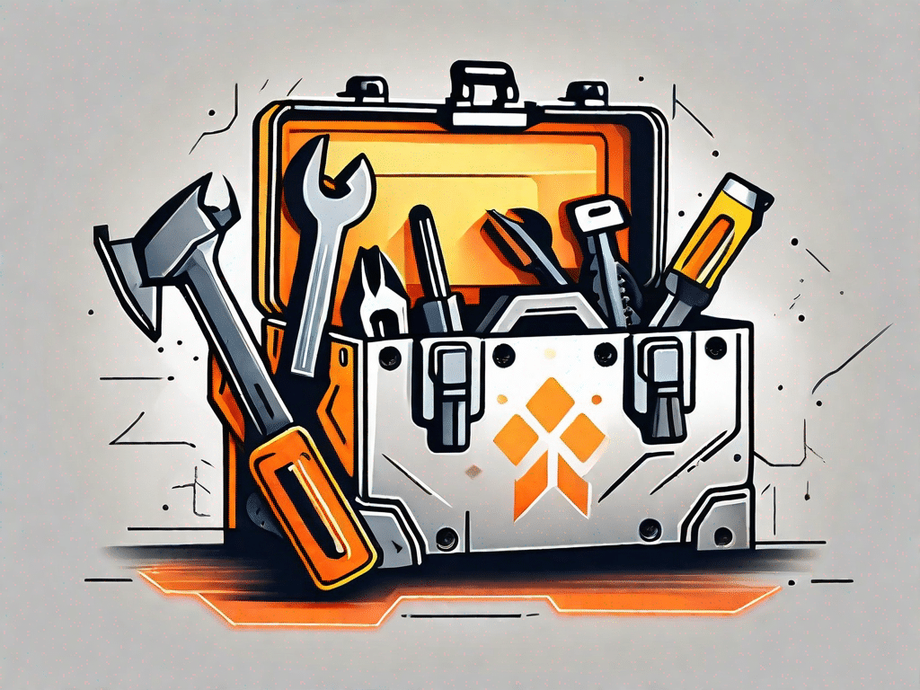 A toolbox with various tools like a wrench and screwdriver
