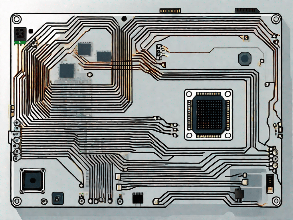 A computer motherboard with highlighted irq (interrupt request) lines