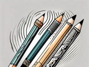 Two stylized pencils