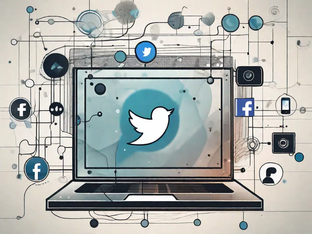 Various social media icons like the bird of twitter