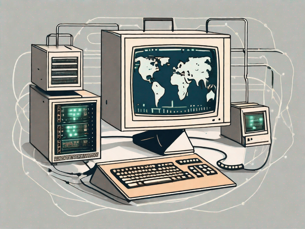 A vintage computer connected to a global network