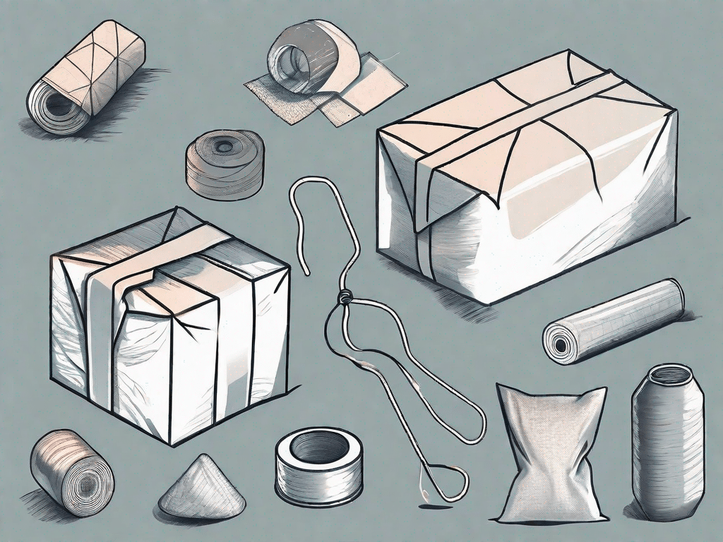Various objects being neatly wrapped by different materials
