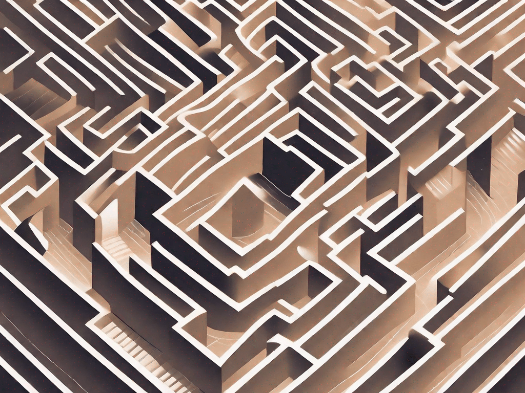 A complex maze that gradually transforms into a clear