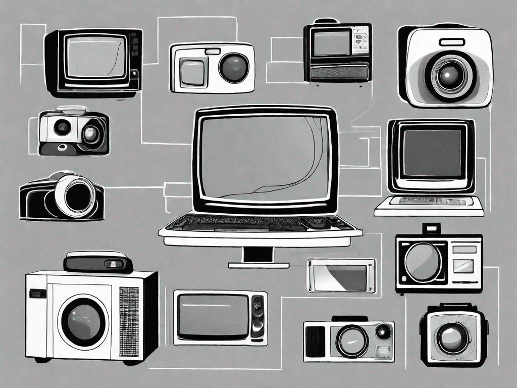 Various technological devices like a camera