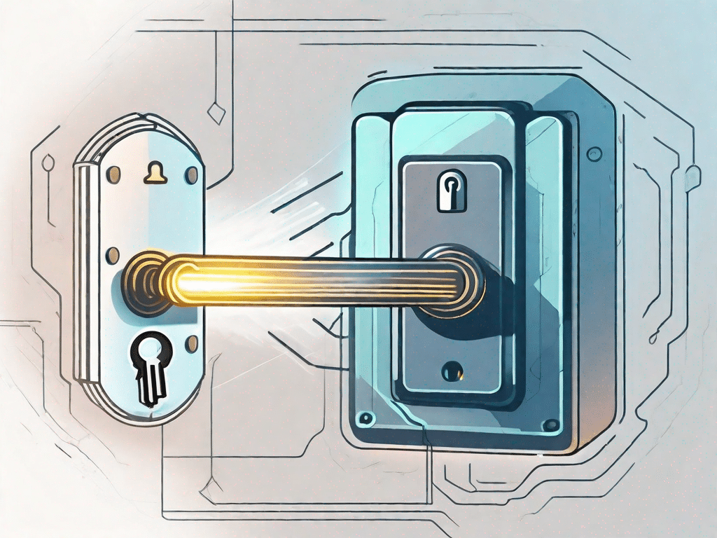 A digital lock being unlocked by a glowing