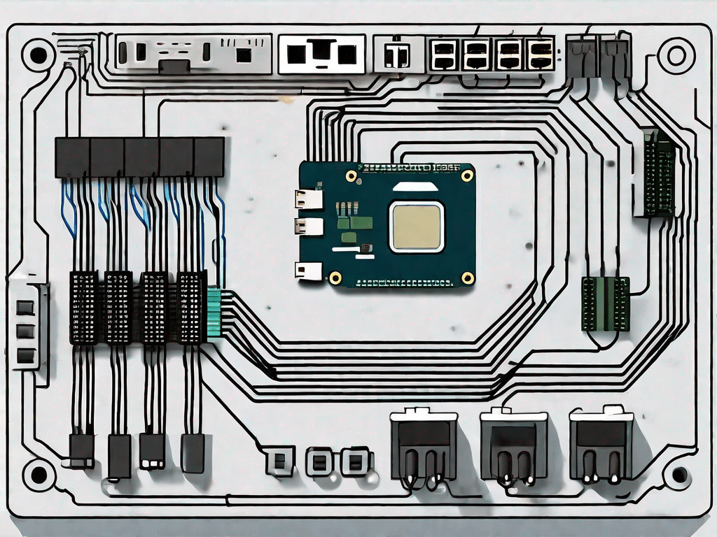 A motherboard with various i/o ports (like usb
