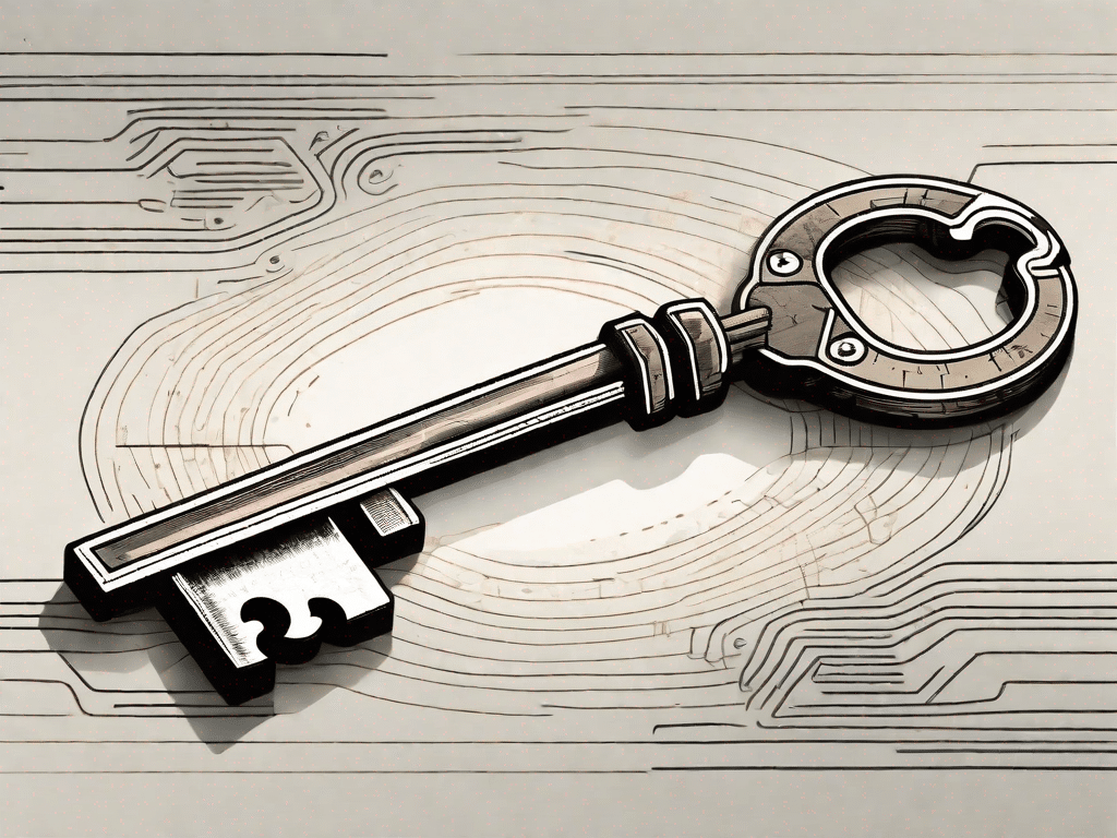 A vintage key unlocking a stylized