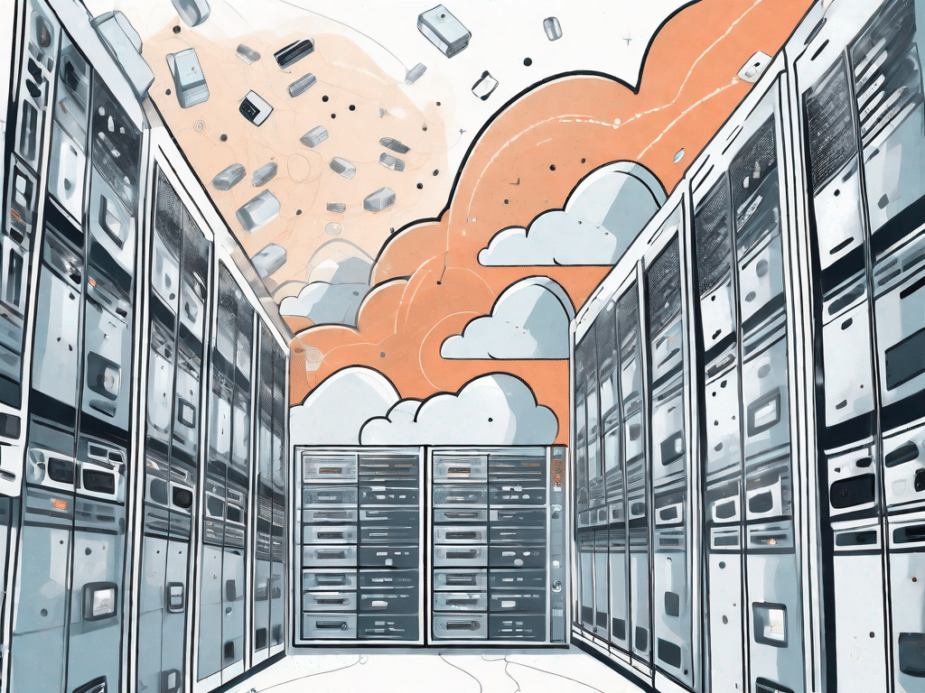 A vast galaxy filled with various storage devices like hard drives