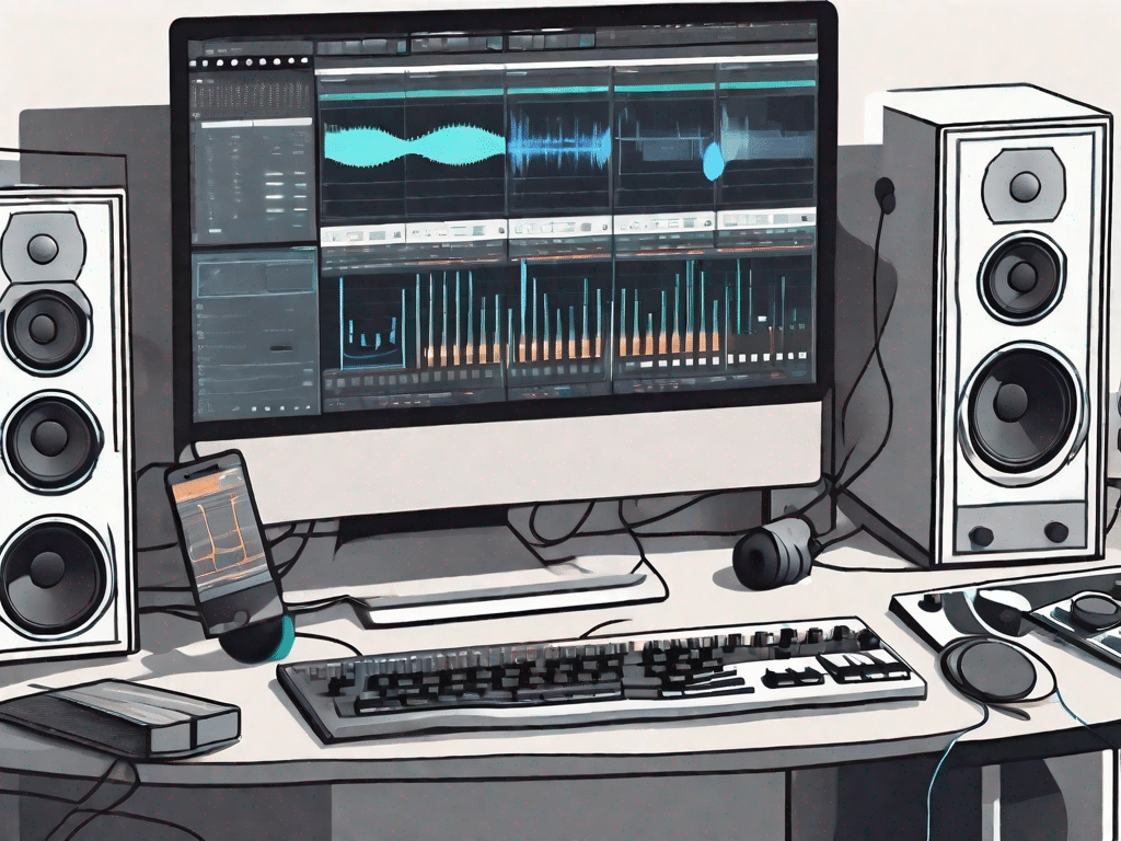 A digital audio workstation with various tools such as a mixing console